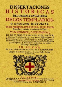 Portada de TEMPLARIOS: DISERTACIONES HISTORICAS DE ORDEN Y CAVALLERIA