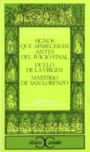 Portada del libro SIGNOS QUE APARECERÁN ANTES DEL JUICIO FINAL; DUELO DE LA VIRGEN; MARTIRIO DE SAN LORENZO