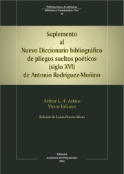 Portada del libro SUPLEMENTO AL NUEVO DICCIONARIO BIBLIOGRÁFICO DE PLIEGOS SUELTOS POÉTICOS (SIGLO XVI) DE ANTONIO RODRÍGUEZ-MOÑINO