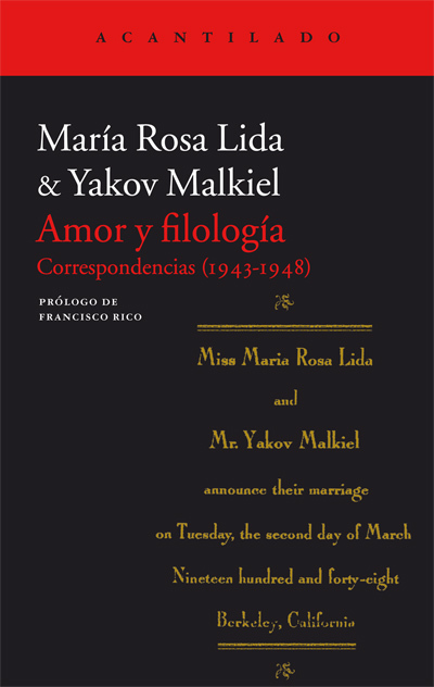 Portada del libro AMOR Y FILOLOGÍA. Correspondencias (1943-1948)