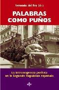 Portada del libro PALABRAS COMO PUÑOS. La intransigencia política en la Segunda República española